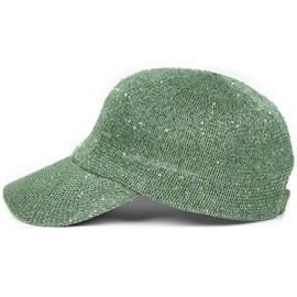styleBREAKER Women's Summer Baseball Cap Woven with Sequins, Airy Baseball Cap with Metal Buckle, Adjustable, Plain Peaked Cap for Beach and Leisure, Matcha Green, Unit size