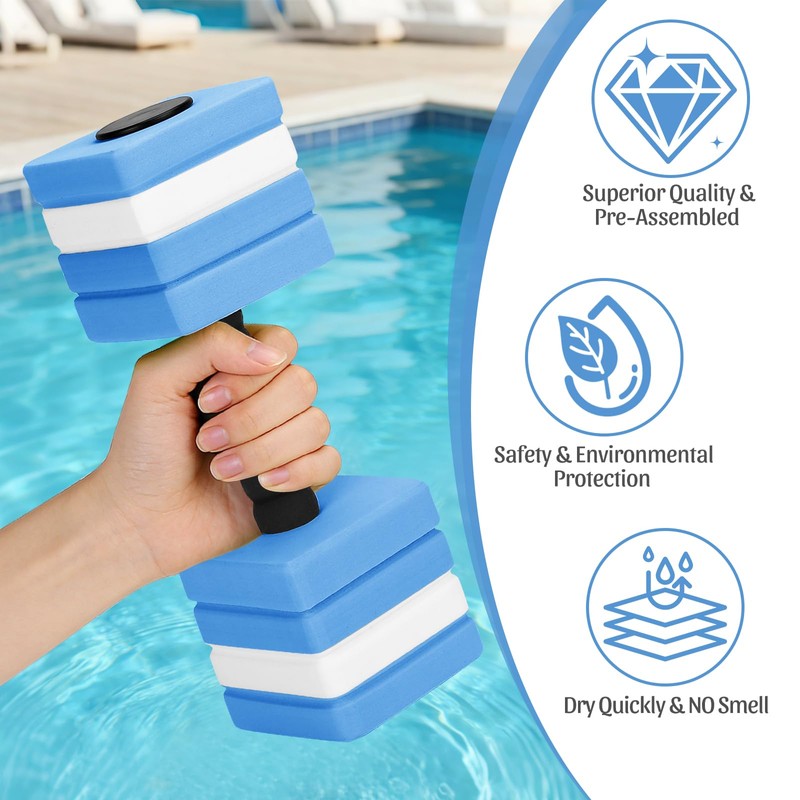 2 Pack Aquatic Exercise Dumbbells Swim Dumbbells High Density EVA