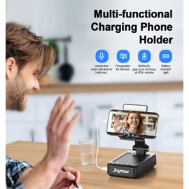 Joymate Gifts for Men Women, Phone Stand with Bluetooth Speaker and Charging Function 360° Rotable Angel Adjustable Cell Phone Holder with HD Stereo Sound Fits All Phones,Tablet (Black)