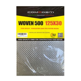 Fibreglass Fabric 500 g/m² for Epoxy Resin and Polyester, White, 125 x 30 cm, First Choice, Orientation 45° + 90-90 Professional