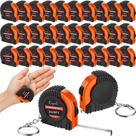 Kigeli 50 Pcs 6ft/2 Meter Mini Measuring Tape Keychains Small Measure Keychain Bulk Set Functional Mini Retractable Measuring Tape Keychains with Slide Lock for Engineer Crafter(Orange)