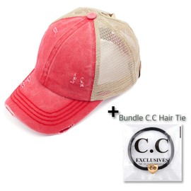 C.C Exclusives BT-780 - Gorra de béisbol de algodón desgastado y desgastado, Rojo -, One Size