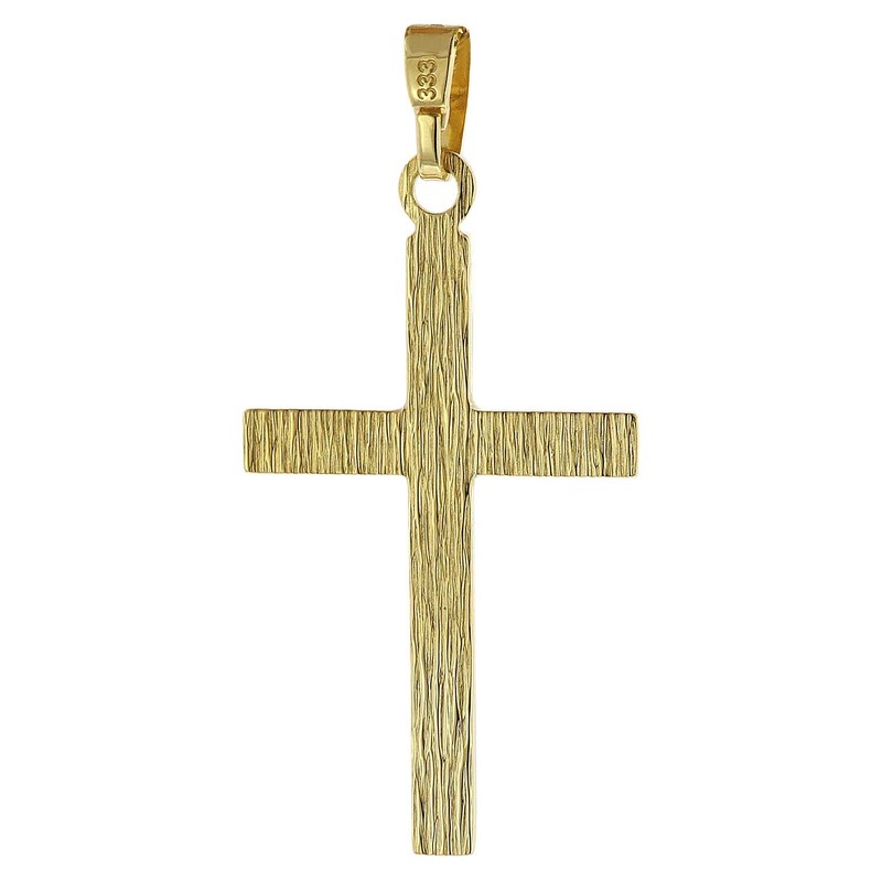 trendor Cross Gold 333/8 Carat with Gold-Plated Silver Chain Magical