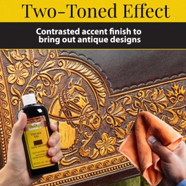 Fiebing's Vintage Gel (8 oz, Dark Brown) - Antiquing & Restoration Gel for Contrasted Accent Finish on Smooth & Tooled Leather Boot, Shoe, Purse - Two-Toned Effect Emphasizes Leathercraft Embossing