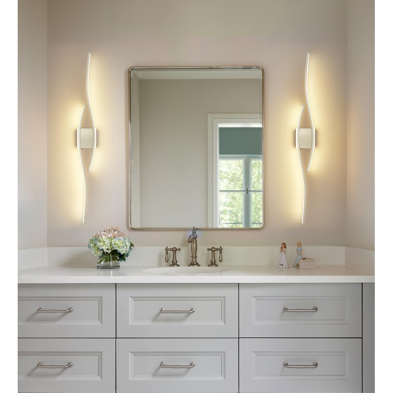 Joossnwell Brushed Nickel Vanity Light for Bathroom Light Fixtures Modern