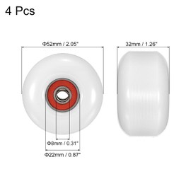 PATIKIL 52mm Skateboard Wheel with Bearings ABEC-9, 4 Pack Street Wheels for Skateboards Cruiser Wheel Replacement 95A, White Red