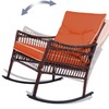 DECMICO Outdoor Rattan Wicker Rocking Chair 3 Pieces Patio Conversation
