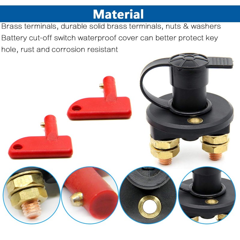 RKURCK 2 Holes Battery Disconnect Isolator Cut OFF Power Kill
