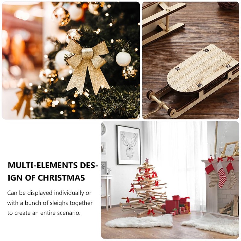 BESPORTBLE Mini Sledge Miniature Wooden Mini Sledge Kit Table Top