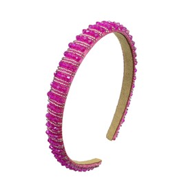 Baroque Rhinestone Headband for Women Bling Crystal Hairband Sparkle Hair Accessories (0.5in - Hot Pink)