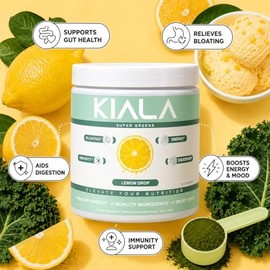 Kiala Nutrition Super Greens, polvo de verduras orgánicas con espirulina y clorella para la digestión, la salud intestinal, la inmunidad y la