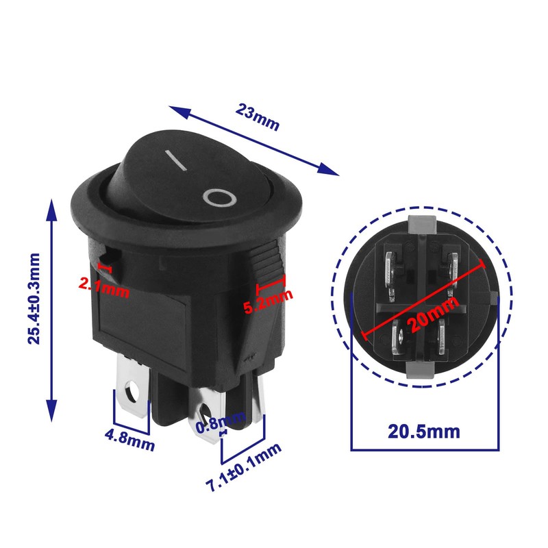 eMagTech 8Pcs Rocker Switch 4 Pins 2 Position On/Off Switch