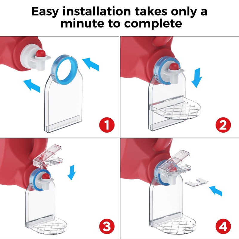 KERZEAT Clear Laundry Detergent Dispenser Cup Holder & Nozzle Force-Saving