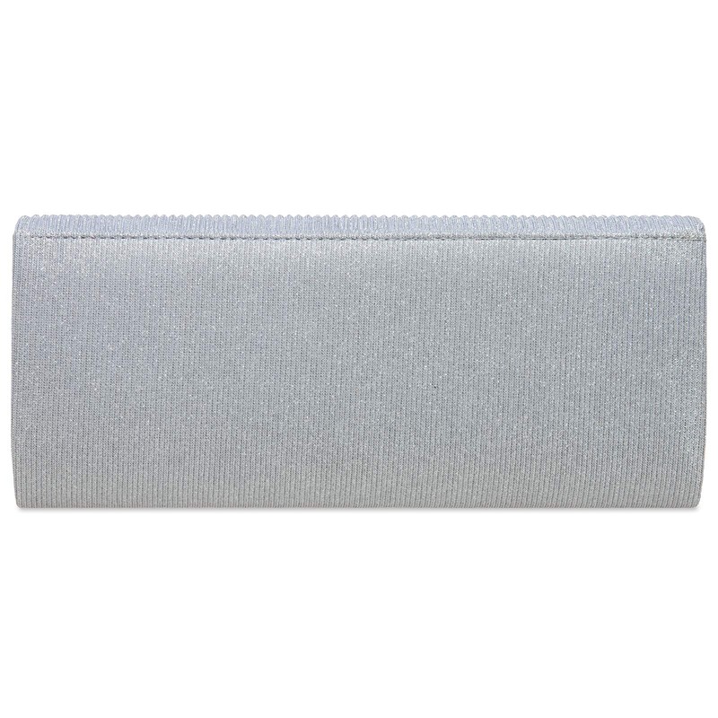 Caspar TA514 Elegant Women's Glitter Clutch Evening Bag, silver