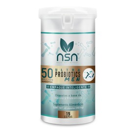 NSN  Probióticos de Alta Gama para Hombres  Formulado por la Dra. Friné Velázquez  con Beta sisterol - Soporte Masculino  con 50 Billones y 16 Cepas  