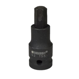T55 x 53mm 1/2” Drive Short Impact Impacted Torx/Star Male Socket by Bergen