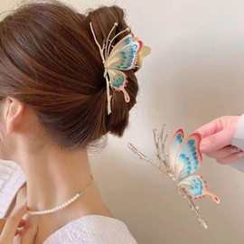 Pack of 2 Butterfly Hair Clips Kraeoke Fishtail Hair Clip Wheat Hair Clips Tulip Back Clip Large Flowers Hair Clip (Combination 4)
