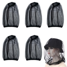 5 PCS Midge Nets For Head, Midge Net, Nylon Mosquito Head Protecting Net, Fine Mesh Mosquito Head Net, Suitable for Outdoor Hiking Camping Fishing Climbing Walking