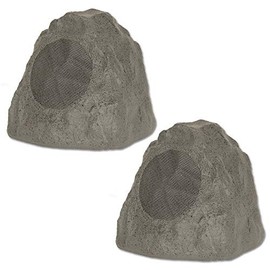 Theater Solutions 2R8SG Outdoor Slate Grey 8" Rock 2 Speaker Set for Deck Pool Spa Yard Garden