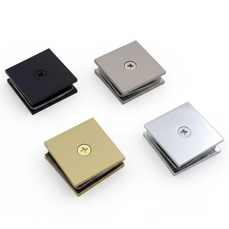 NovaNectar Brass Glass Clamp, Hole-in Fixed Panel U-Clamp,Square Screen Door