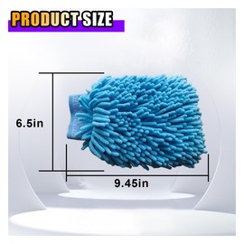 JOYCOURT 2PCS Microfiber Soft Chenille Car Wash Mitts, Scratch and Lint Free Car Dusting Glove, Double Sided Wash Mitt, Ultra Absorbent for Car Washing, Home Cleaning Mitt (Blue&Yellow)