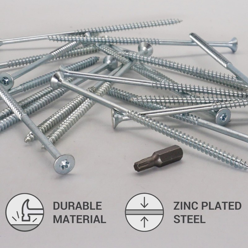 SKIR'CO Pack of 60 Galvanised Steel Wood Screws 5.0 x