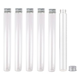 6 Pcs 90ml Transparent Glass Vial With Aluminum Lid, Glass Test Tube, Clear Glass Bottle with Silver Aluminum Cap, Etc, Suitable For Scientific Laboratory Decoration and Item Storage