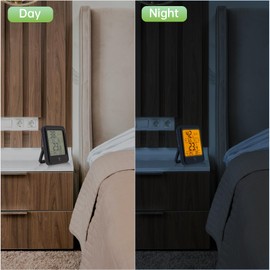 Smgda Room Thermometer Indoor Hygrometer, Mini Digital Temperature Humidity Meter Gauge Monitor, ℃/℉ Switch, Temperature Max Min Recording Backlight LCD for House, Greenhouse, Baby Nursery (Black)