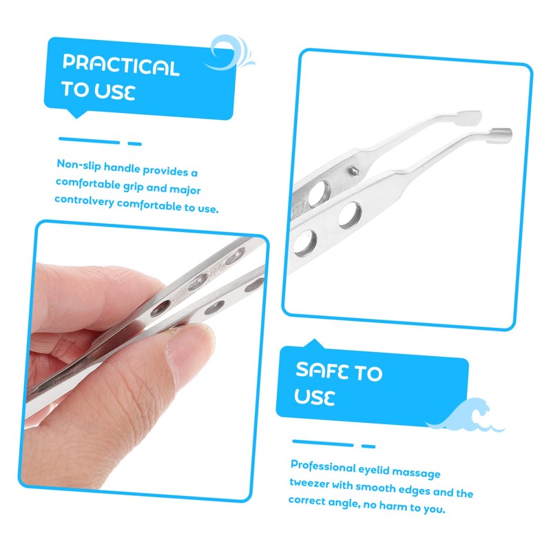 Gatuida Stainless Steel Eyelid Forceps Meibomian Gland Expressor Tweezers for