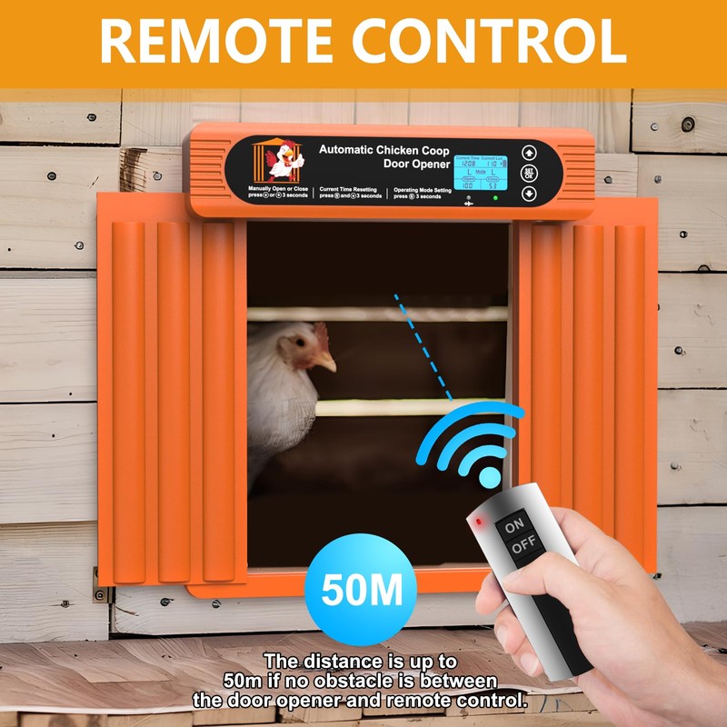 Automatic Chicken Coop Door Solar Powered, Extra Large Size, Anti-Pinch