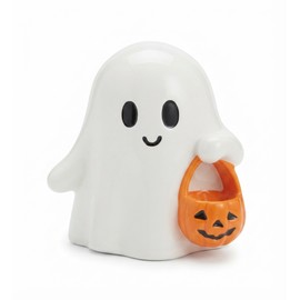 Cute Ghost Pumpkin Statue Halloween Decoration – Adorable Resin Figurine for Home, Desk & Shelf Decor
