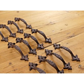 Cast Iron Antique Style Durable 12 Cast Iron Rustic Barn Handle Gate Pull Shed Door Handles 6 1/4" Drawer Pulls