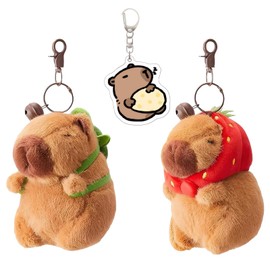 Liameph 2 PCS Capybara Keychain,Capybara Keyring,Capybara Plush Toy Key Chain,Super Soft Capybara Home Decoration Animal Toys Birthday Gifts for Kids Adults for Backpack Shoulder Bag
