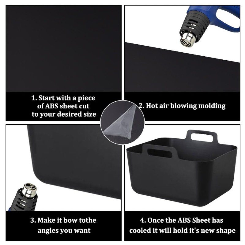 OLYCRAFT 2pcs ABS Plastic Sheet 21x30cm Black Rigid Moldable Panel