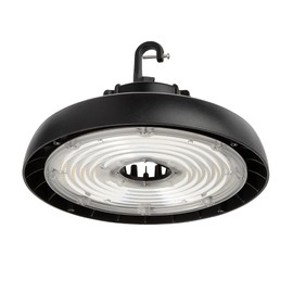150W UFO LED High Bay Light, Black Housing 21000lm 5000K 500W HID/HPS Equivalent with US Hook and 5’ Cable, 1-10V Dimmable High Bay Lighting for Gym Factory Warehouse Workshop Garage DLC UL Approved