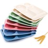 WUWEOT 8 Pack Divided Food Plates, 13.5" Wheat Straw Tray,
