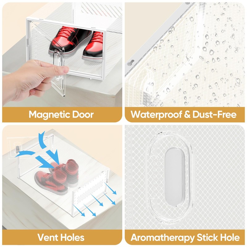 BALEINE 12 Pack Stackable Shoe Storage Boxes Fit Size 9,