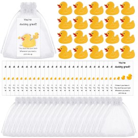 20 Set Employee Appreciation Gifts Bulk Inspirational Cheer Card with Yellow Duck Brooches Inspirational Duck Pins Emotional Coworker Thank You Gifts for Teacher Staff Colleague Students Pocket Favor
