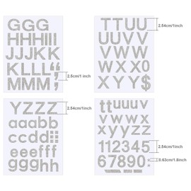 Outus 8 Sheets Vinyl Letter Stickers Self Adhesive Mailbox Alphabet and Numbers Outdoor Vinyl Letters for Scrapbooking Crafts Bulletin Board Classroom School Supplies(1 Inch,Glitter Silver)