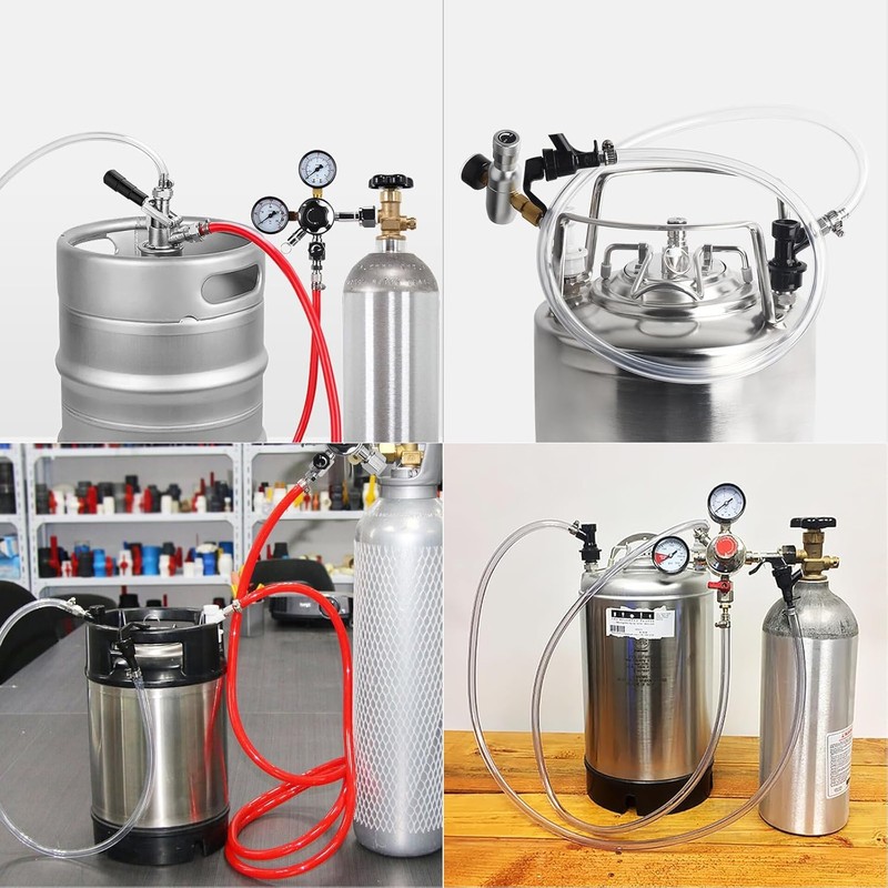 5FT Kegerator Beer Lines with Barb Fitting Connector, 3/16" ID