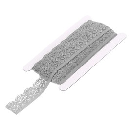sourcing map Lace Trim Vintage Crochet 0.98" x 10yards Medium Gray Stretch Lace Ribbon for DIY Scrapbooking Clothes Fabric Wedding Decoration Gift Wrap
