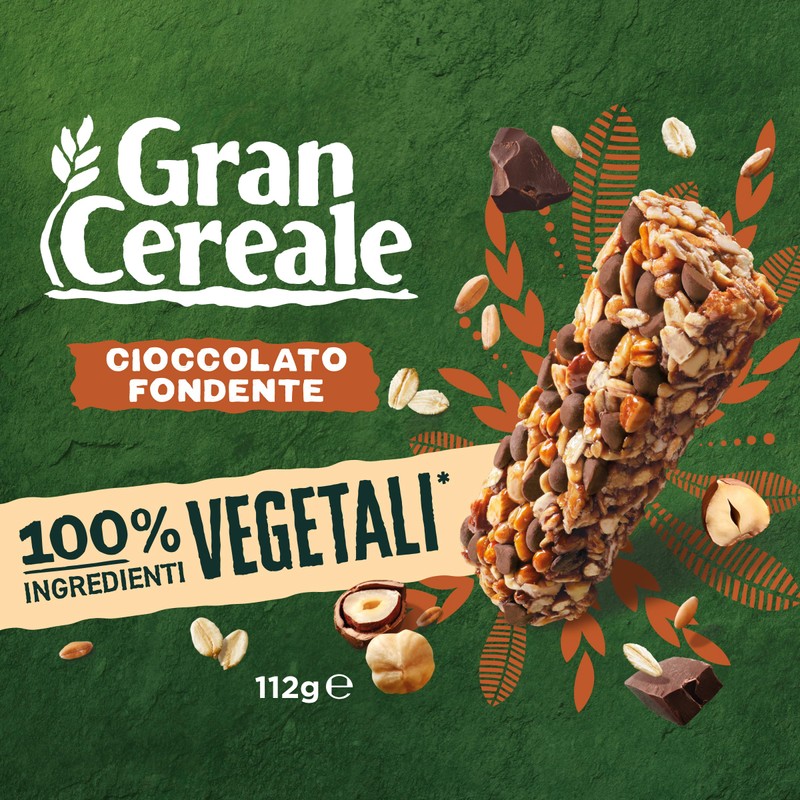 Gran Cereale, Barrette con Cioccolato Fondente, Avena e Nocciole, Snack