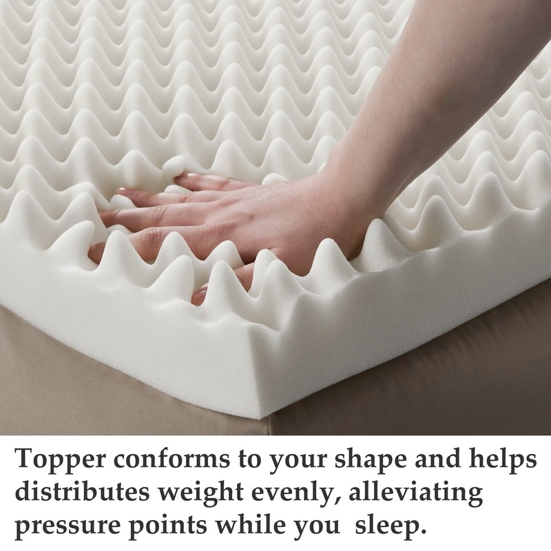 Nutan, 3-Inch Convoluted High Density Foam Mattress Topper, CertiPUR-US Certified