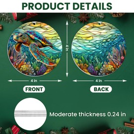 FLAGWIX Sea Turtle Christmas Ornaments 2024 - Christmas Turtle, Beach Decor, Beach Themed Gifts for Men Women, Boho Beach Decor, Turtle Decorations - Christmas Decorations Acrylic Ornaments