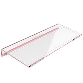 Rulyyo Ergonomic Computer Keyboard Stand - 17 Inch Clear Acrylic Keyboard Riser for Desk Tilted Keyboard Holder Tray with Memo Board & Pink Non-Slip Strip for Home Office Easy Typing & Working