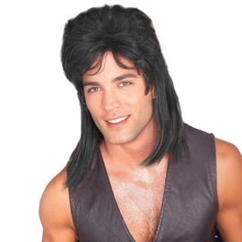Men Wig Mullet Wigs for Men 80s Style Costumes for Party Funny Wigs for Adults Costumes Party Accessory Cosplay Wig (Black)