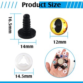 TOAOB 50pcs 12mm Safety Eyes with Washer Glass Eyes Craft Eyes Doll Eyes for Dolls Making DIY Craft Plush Animals