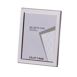 3.5 x 5-inch Silver Flat Edge Single Photo Frame with 1 Hook Stands Both Ways - (3.5 x 5-inch)
