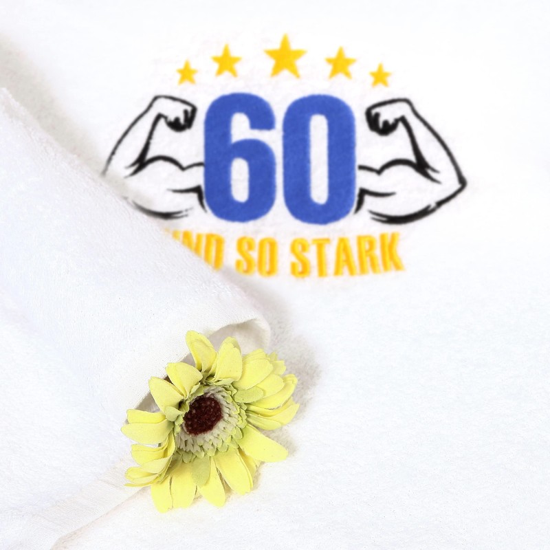 Abc Casa 60th Birthday Gift Towel with Embroidered Muscles for
