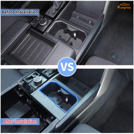 Aunginsy Front Seat Central Armrest Cup Holder Panel Frame Trim Compatible with Toyota Tundra/Sequoia 2022-2025 Car Center Console Cupholder Decorative Cover Protector Sticker ABS Interior Accessories